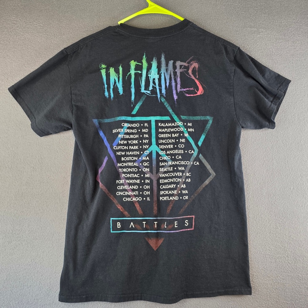 In Flames Battles Tour T-Shirt Mens Medium Black Graphic Band Tee 2017 Concert - Picture 7 of 7
